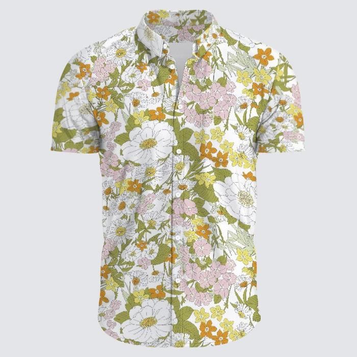 Chemise Hawaïenne Homme Manches Courtes - Imprimé Fleur Aloha Funky - Look Plage Été Décontracté
