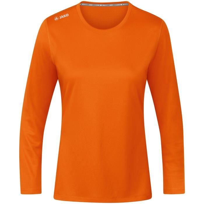 t-shirt running femme jako run 2.0 manches longues - orange fluo - taille 48