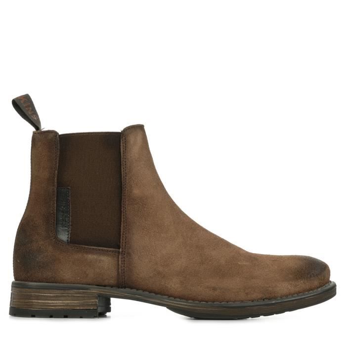 Bottines Homme Redskins Neurone - Cuir suède - Talon 2cm - Taupe/Marron