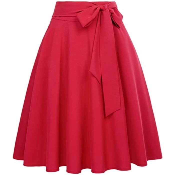 Mini jupe plissée à carreaux pour femmes - Red Line Grid - Taille haute