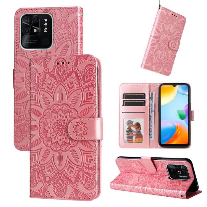 Coque Portefeuille Cuir Pour Xiaomi Redmi 10C - Étui à Rabat Avec Fentes Cartes Et Dragonne (Klapber, Bleu)