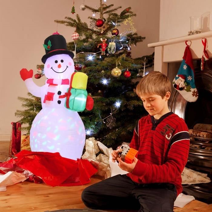 Bonhomme de neige lumineux à LED - Décoration d'extérieur - Pompe à air -  Jouet gonflable d'intérieur pour Noël, Nouvel An - 1,5 m - Cdiscount Maison