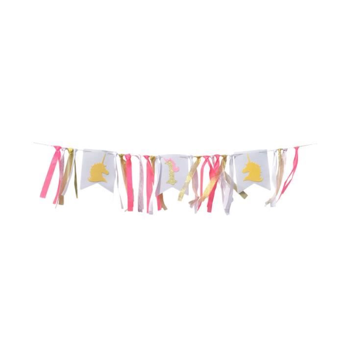 1 Pc 1st Anniversaire Banniere Ruban Salle A Manger Chaise Drapeau Dessin Anime Banderole Banniere Guirlande Hors Noel Cdiscount Maison