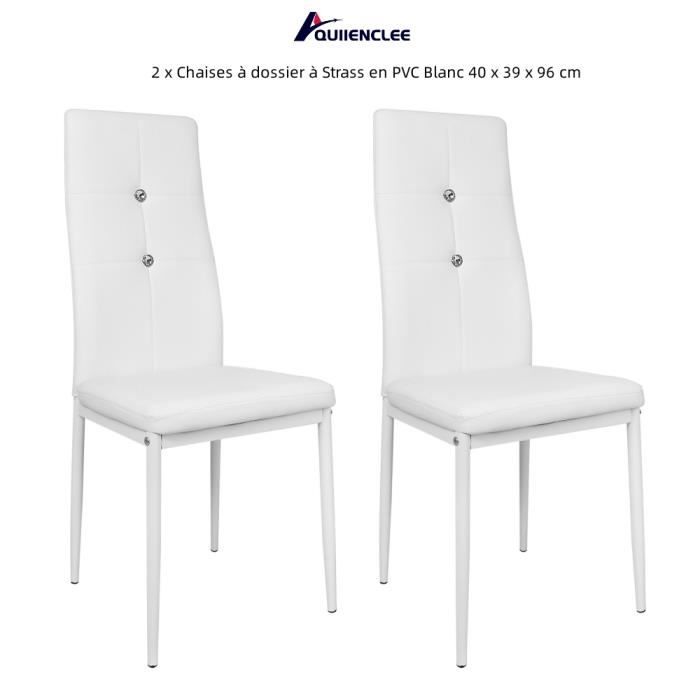 Chaises en PVC avec strass QUIIENCLEE Blanc Lot de 2 Design