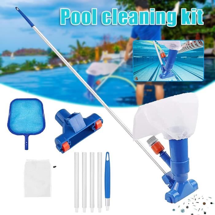 Aspirateur De Piscine Manuel PZCC - Avec Tête Pivotante, Tuyau 3 M, Manche Télescopique 144 Cm, Pour Piscines Creusées Et Hors-sol