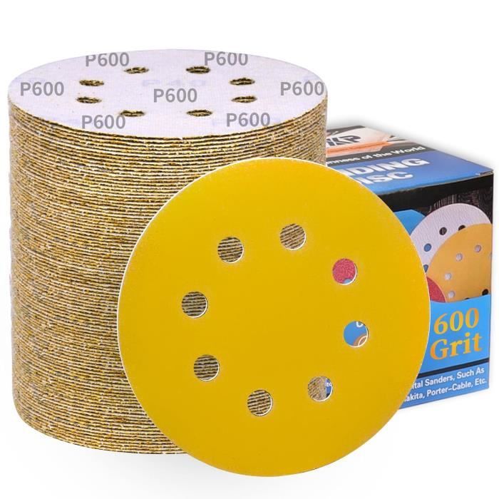 GOODWAY Lot 50 Disques Abrasifs Tissu Ø115 Mm 8 Trous Grain 40 – Ponçage Grossier Ponceuse Excentrique