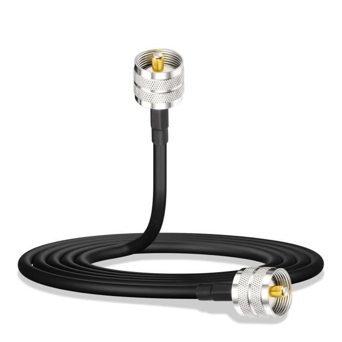 Câble Coaxial RG8X 50 Pieds (15m) Avec Connecteurs PL-259 Mâles - Pour Radio Amateur/UHF
