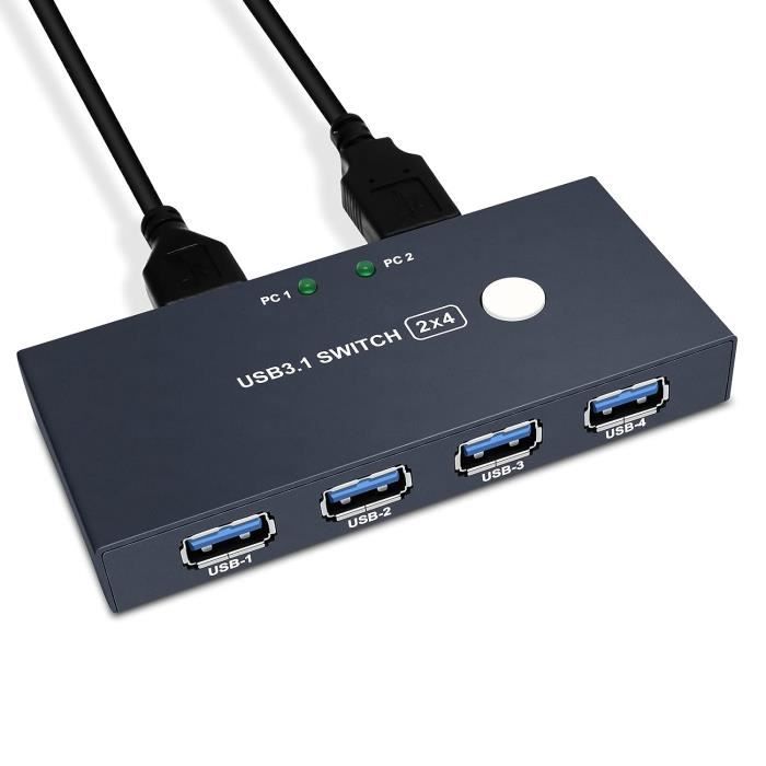 Switch USB 2 PC,USB 3.0 Switch 2 in 4 out,Commutateur USB 3.0 avec