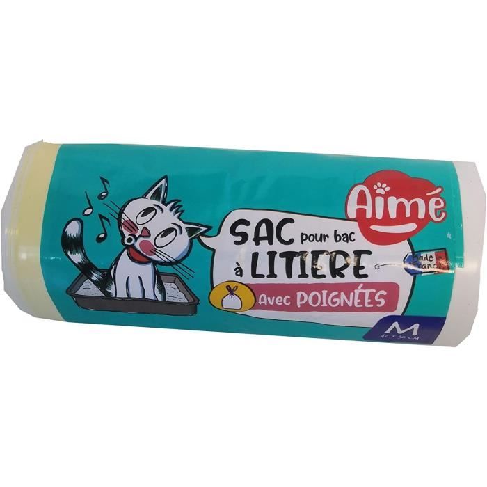  Sacs Litière Chat x12 Format Universel 42x30 cm Sacs pour Bac à Litière avec Poignées