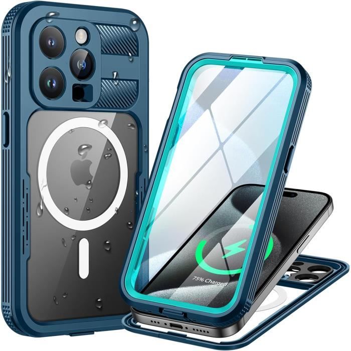 Coque iPhone 15 Pro Max étanche, IP68 Imperméable 360 Integral Antipoussière Anti-Neige Resistante Waterproof Etui[S258]