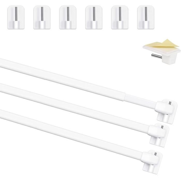 Tringles à Rideaux Extensibles Sans Percage 40-70cm - Set 3PCS Barres Adhésives Pour Voilages