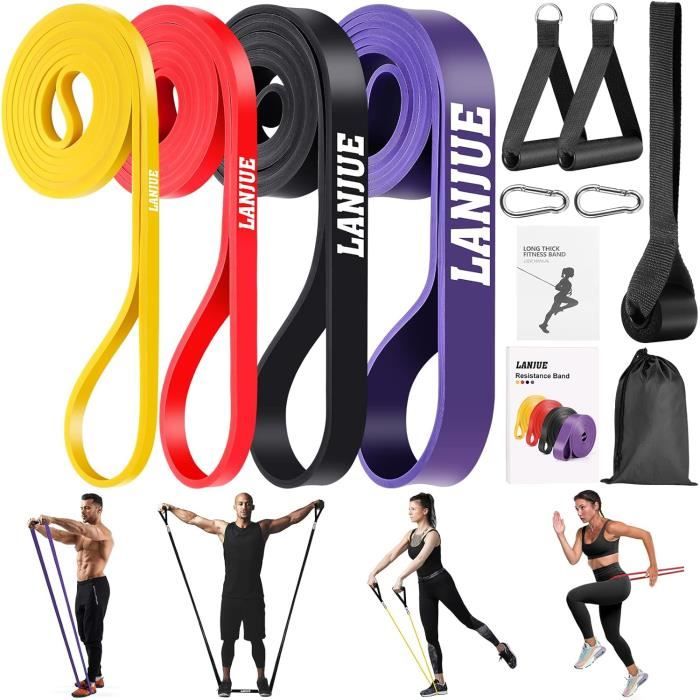 Set 5 Bandes Élastiques Musculation 1,5 M – TPE Résistance 10-30 Lbs – Fitness, Yoga, Pilates, Rééducation à Domicile
