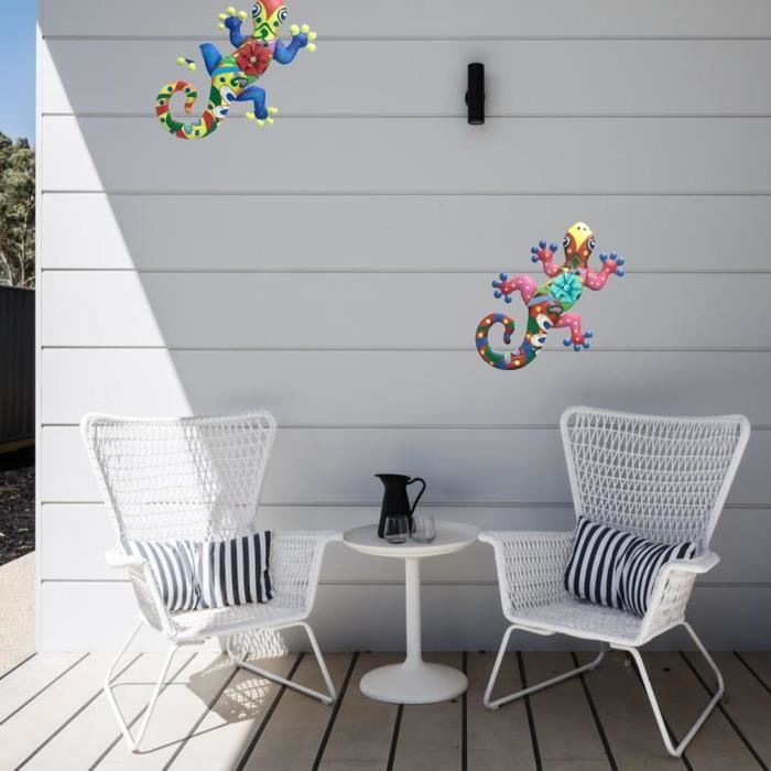 ZERONE Décoration Murale En Métal Gecko - Jardin, Salon, Bureau - Art Mural Pour La Maison
