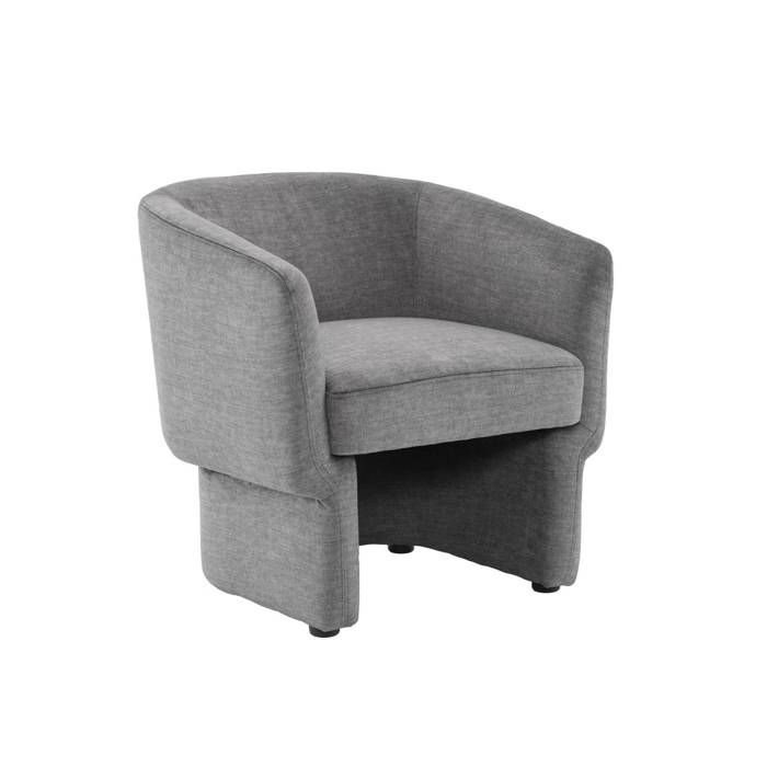 Fauteuil relax en tissu avec forme de dossier et piètement arrondis gris foncé Fauteuil relax en tissu avec forme de dossier et piètement arrondis gris foncé