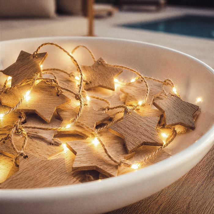 Guirlande Lumineuse LED De 3.3 M Avec 20 Lumières Blanches Chaudes - Fonctionne Sur Piles 3AA, Minuterie Incluse, Idéale Pour Décorations Intérieures - IP20, Fil Transparent