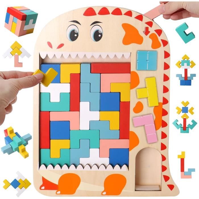 Labyrinthe De Perles En Bois – Montagnes Russes Forme Dinosaure – Jouet éducatif Motricité Dès 2 Ans