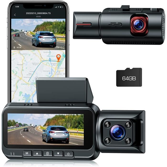 TOGUARD Caméra de Voiture WIFI GPS 4K 1080P dual cam avec 3.2\