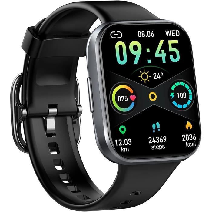 Montre Connectée Homme Femme pour Android iOS 1,3 Pouces Bracelet Montre  Intelligente Étanche Smartwatch avec Moniteur de fréquence Cardiaque Montre  Sport avec Podometre Sommeil Chronometre 