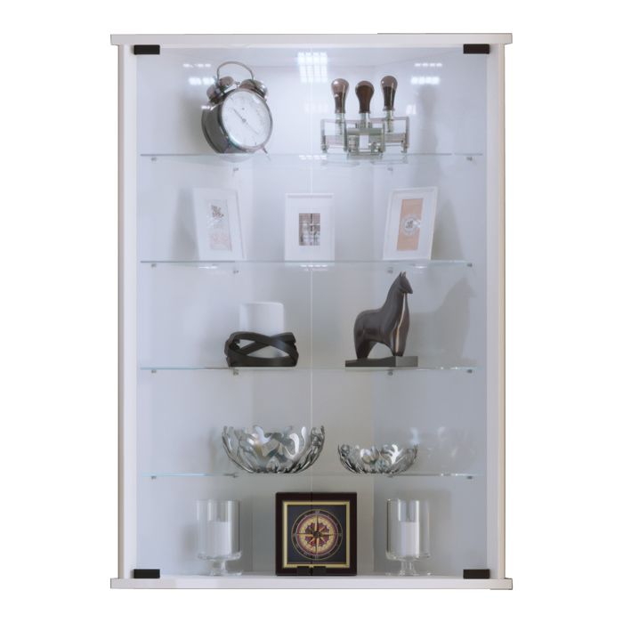 Vitrine Murale VDD 40x60cm - 4 Étages Verre - Présentation Collection Ou Déco - Noire Et Blanche