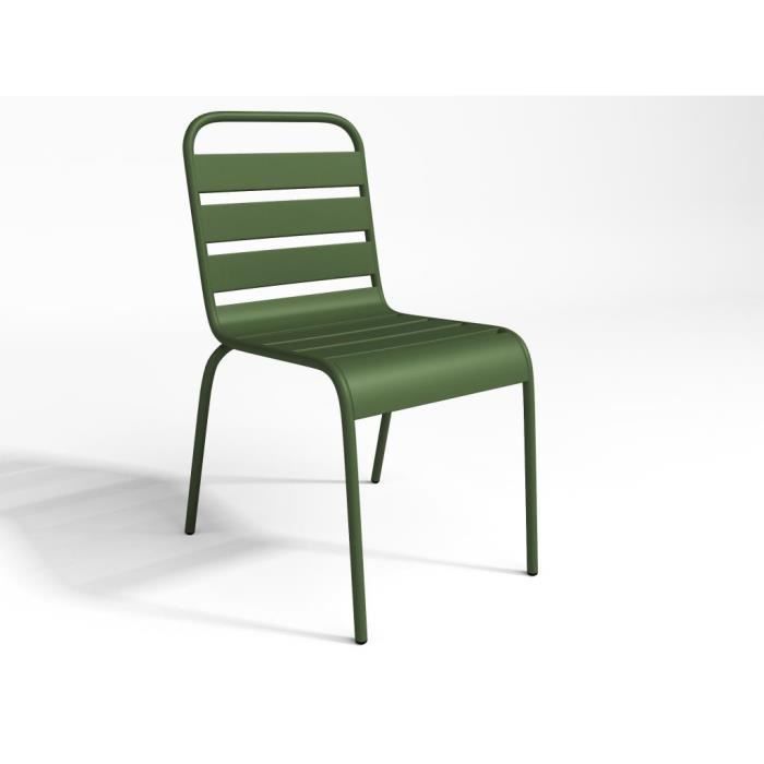 chaise de jardin en métal - vente-unique - mirmande - vert - empilable - anti-uv