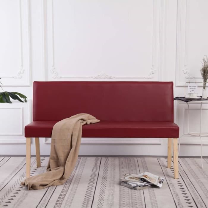 "top" banc coffre jili - design relax - banc salon 139,5 cm rouge bordeaux similicuir,16 kg