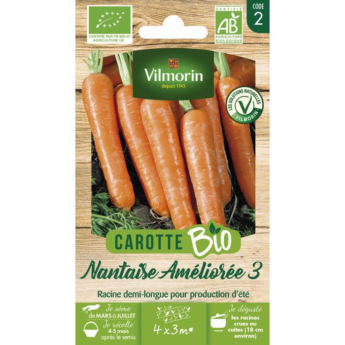 Meilleurs prix pour Carotte nantaise améliorée 3 bio Vilmorin