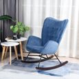 MEUBLES COSY Fauteuil à Bascule, Rocking Chair, Revêtement en Tissu Bleu Foncé,  Pieds en Bois de Hêtre Foncé, Style Scandinave-1