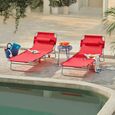 SoBuy® OGS35-R Bain de soleil Transat de Jardin Chaise Longue Pliant Chaise de Camping inclinable, pliable et réglable - Rouge-1
