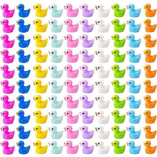 100 Mini Canards En Résine – Figurines D'animaux Pour Décoration Gâteau, Jardin Miniature, Fête – Taille 1,7x1,5x1 Cm