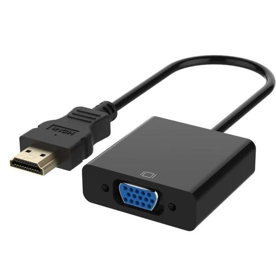 ICZI Adaptateur HDMI Vers VGA 1080P - Convertisseur HDMI Mâle à VGA Femelle Pour PC, Macbook, PS4, Xbox, Projecteur