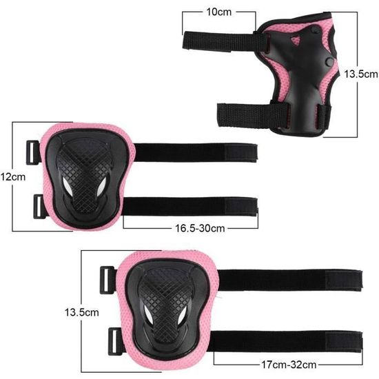 Best Sport - Kit Protection Enfant Roller Et Skate, Genouillères, Coudières, Protège-poignets - Rose/Noir - Taille M (7-11 Ans)