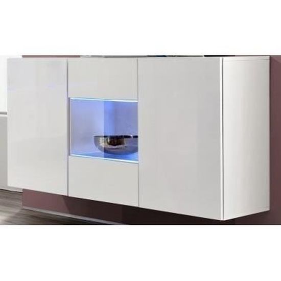 Commode Fly 2 Blanc Blanc Laque Achat Vente Buffet Bahut