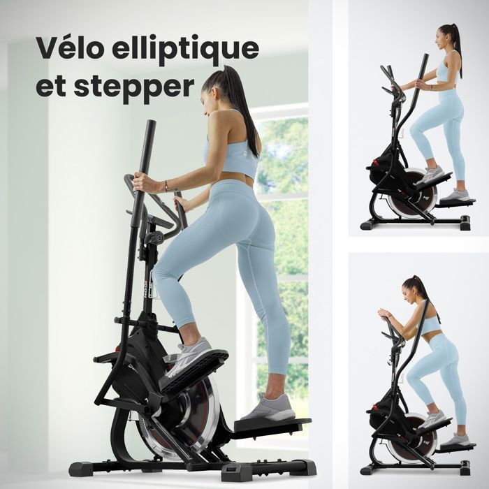 Stepper Velo Vélo elliptique et stepper 2en1, Hop-Sport HS-400B Icon, Roue d'inertie ...