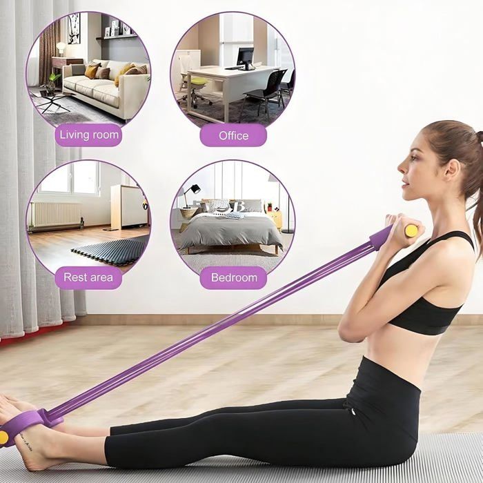 Bande De Résistance 2 Tubes – 4 Modes (abdos, Pecs, Jambes), Poignées Antidérapantes, Loquet De Porte Inclus