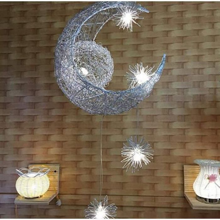 Lustre Suspendu Enfant 'Astronaute Et Lune' LED - 16W, 25 Cm, Hauteur Réglable, 3 Températures De Couleur (3000K-6000K) - Décoration Chambre Garçon/fille