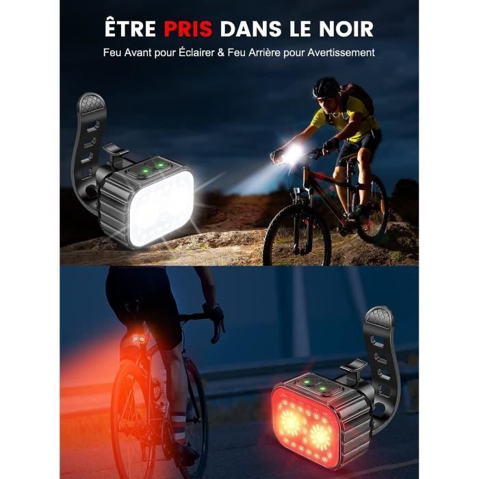 Lumiere Velo Avant et Arriere Design Unique 8 12 Modes d Eclairage Etanche IPX6 USB Rechargeable Cdiscount Sport