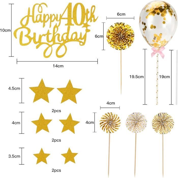 Cake Topper Happy Birthday 40 Ans Paillettes Cake Topper
