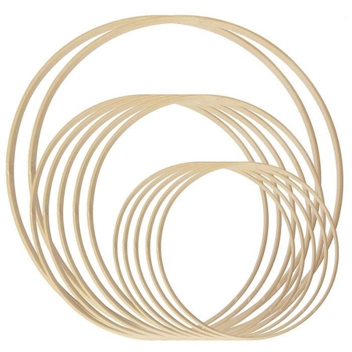 SuPVOX Lot De 50 Anneaux En Bois De Bambou 7,5 Cm - Anneaux Ronds Pour Attrape-Rêves Et Macramé DIY