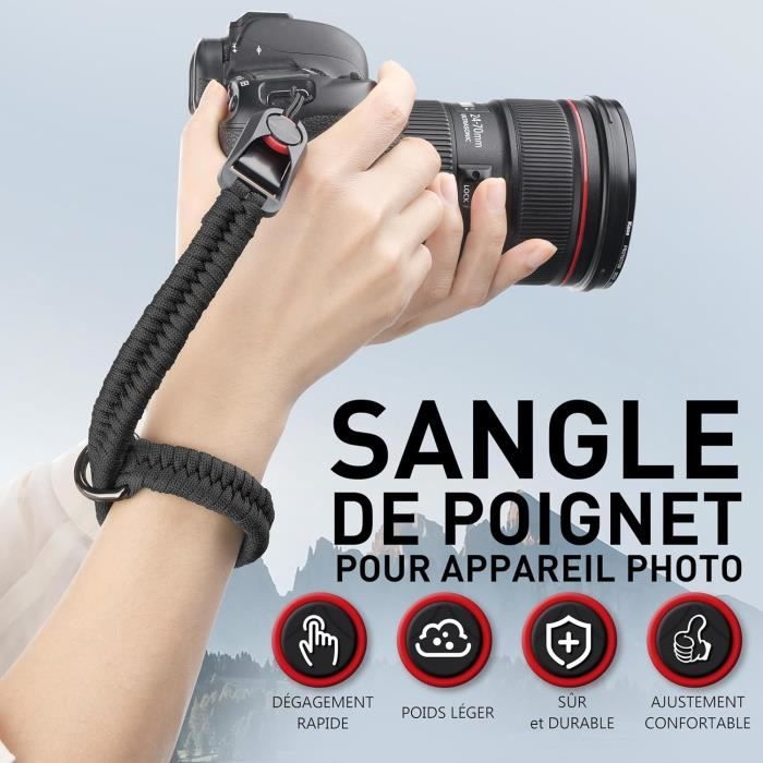 Dragonne Réglable Rapide Pour Appareil Photo - Cuir Synthétique, Compatible Reflex Et Sans Miroir