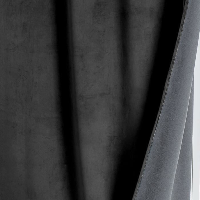 Rideau isolant et occultant en velours doublé polaire Noir 135 x