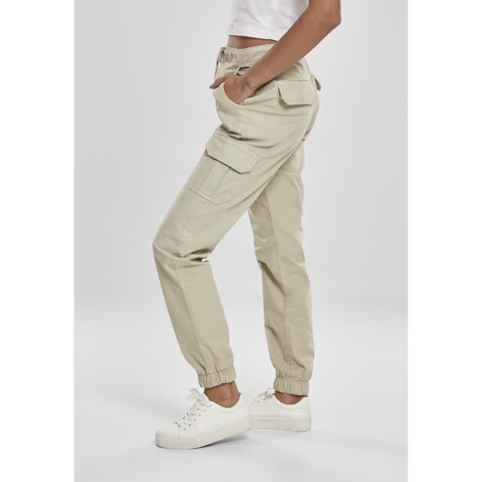 Pantalon femme Urban Classics high waist cargo jogging Creme Cdiscount Pret a Porter