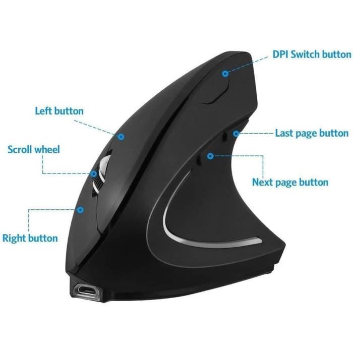 Souris Ergonomique Sans Fil Verticale - Pour Bureau Et Gaming - Rechargeable - Confort Poignet