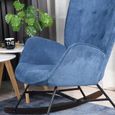 MEUBLES COSY Fauteuil à Bascule, Rocking Chair, Revêtement en Tissu Bleu Foncé,  Pieds en Bois de Hêtre Foncé, Style Scandinave-2