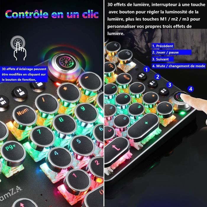 Chamza® qwerty RGB jeu mécanique Clavier w/ multimedia bouton machine à ...