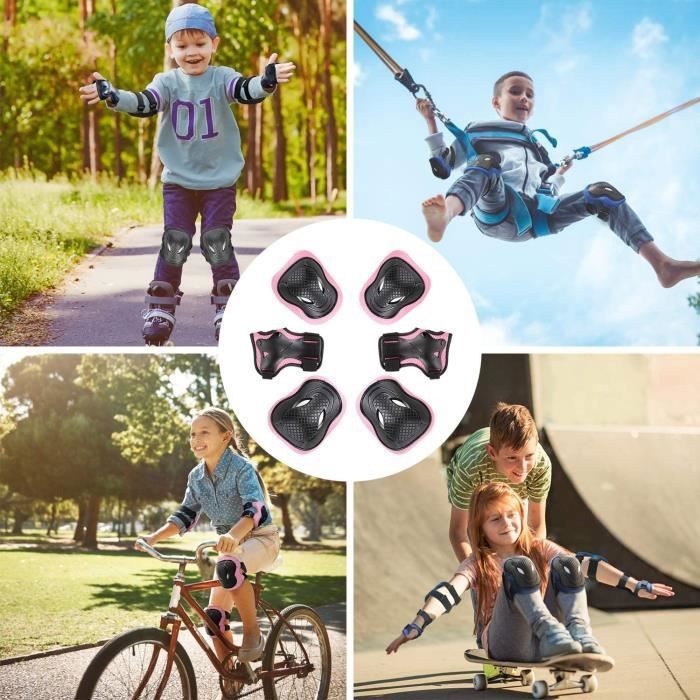 Roces Extra – Set De Protections Enfant Pour Poignets, Coudes Et Genoux, Réglable Velcro, Coque Rigide Et Mousse EVA, Noir/argenté