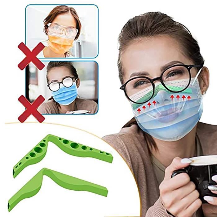 10pcs Anti-Buée Pont de Nez de Masque Pince de Support de Nez pour Empêcher  les Lunettes de S'embuer Gris