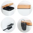 Poubelle pour la salle de bain du bureau avec pédale en bambou carré blanc – Yoka-3