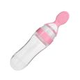 Biberon en silicone de 90 ml pour bébé en bas âge avec cuillère mangeoire à céréales pour aliments frais (rose) -NIM-3