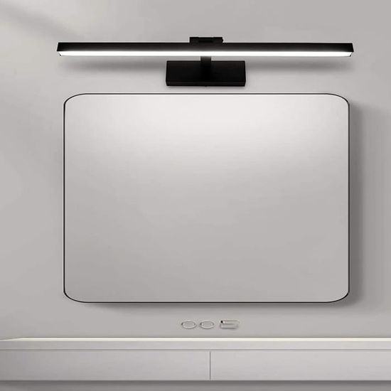 Yafido Lampe Miroir LED 12W Applique Salle de Bain Support Réglable Noir Blanc Neutre 4000K Luminaire Salle de Bain Intérieure Moderne lampe Eclairage Salle de Bain 1000LM 50CM Non-dimmable IP44 