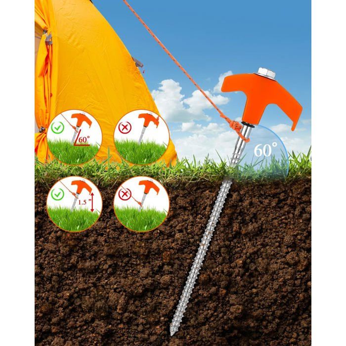 Mosegor Lot De 20 Piquets De Tente 40 Cm – Acier Forgé S45C, Diamètre 10 Mm, Pour Camping Et Jardinage